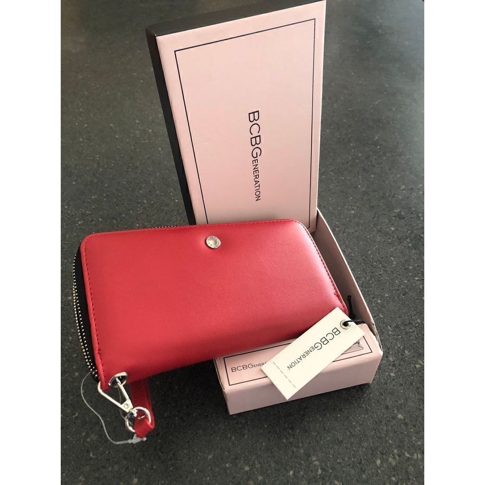 BCBGeneration Red Zip-Around Wristlet Wallet